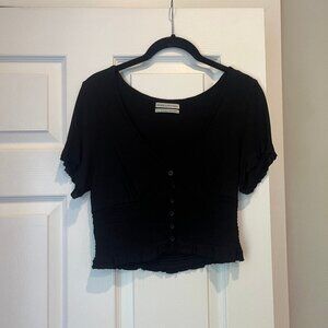 Urban Outfitters Black Button-up Crop Top